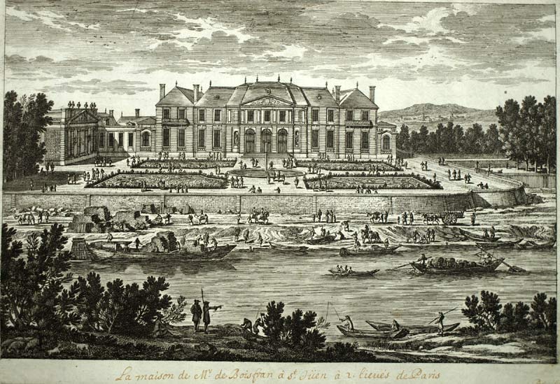 CHATEAU OF Mr BOISFRANC IN SAINT OUEN by Perelle engraving original print 1675 