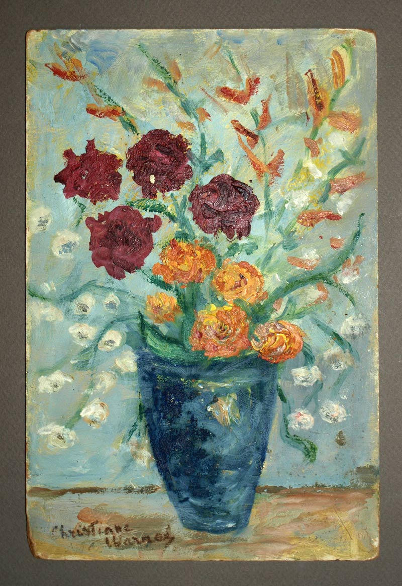 Détails Sur Peinture à Lhuile Le Bouquet De Fleurs Peinture Signée Sur Isorel 19 Ou 20eme