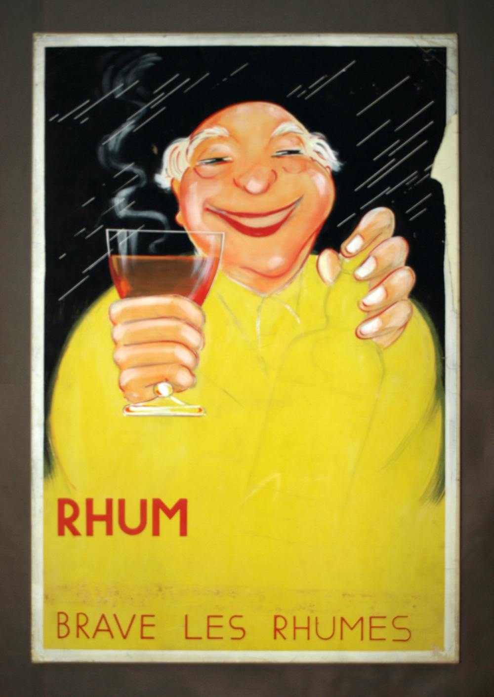BRAVE LES RHUMES Projet publicitaire &agrave; la gouache pour le rhum Arnaldi debut 20e 