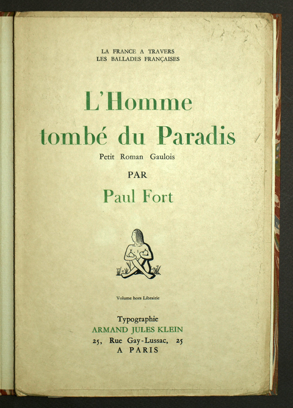 L'HOMME TOMBE DU PARADIS, a little Gaulish novel print on Japanese paper with sending 