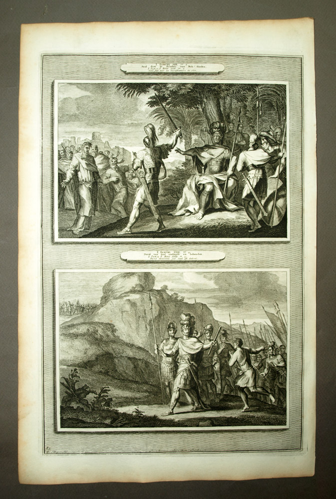 David, saul killed the priests of nob engraving bible mortar 1700 eBay