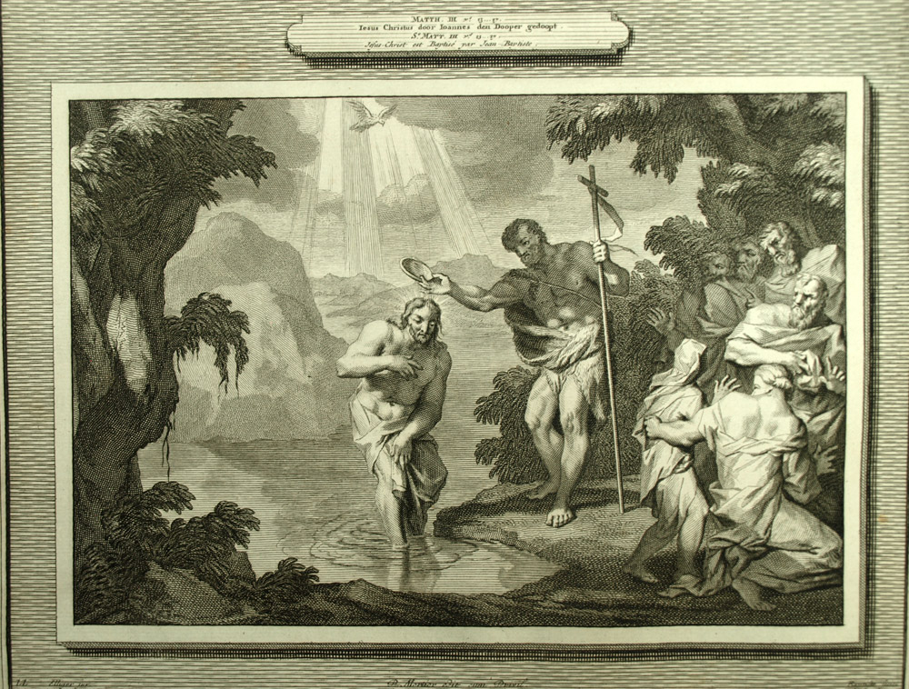 Jesus Baptized Per Jean-baptiste And Preaching In The Desert Engraving 