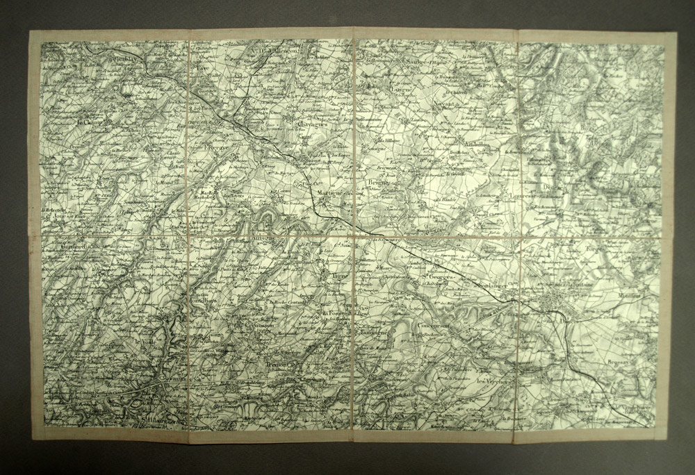 Region of DOUÉ-LA-FONTAINE, geographic , THOUARCÉ Canvas map 19th century 