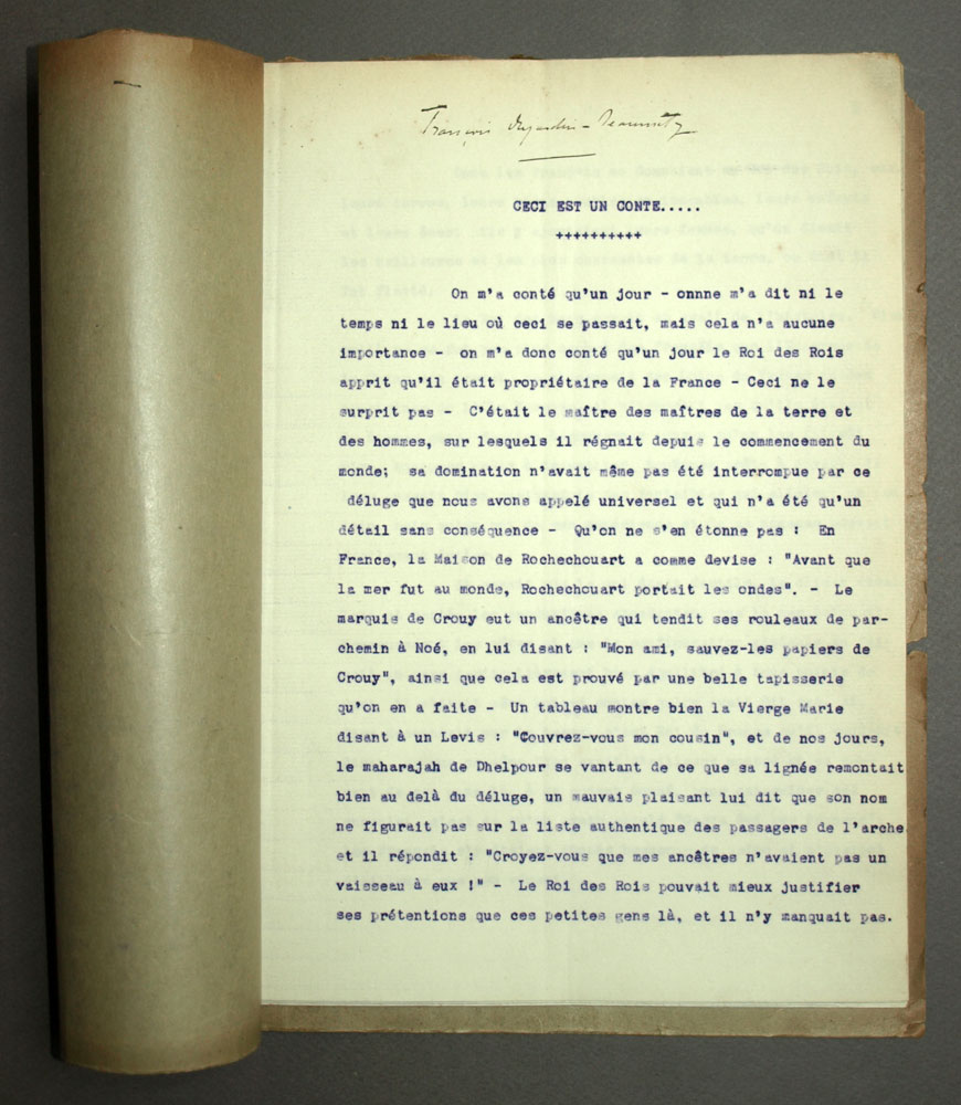 Tapuscrits originaux d&rsquo;&oelig;uvres non parues de Fran&ccedil;ois DUJARDIN-BEAUMETZ 1911-1912 