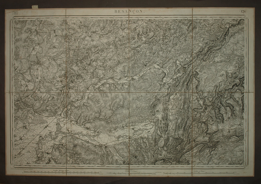 Besancon Region Department of Doubs old Geographic map 1852 