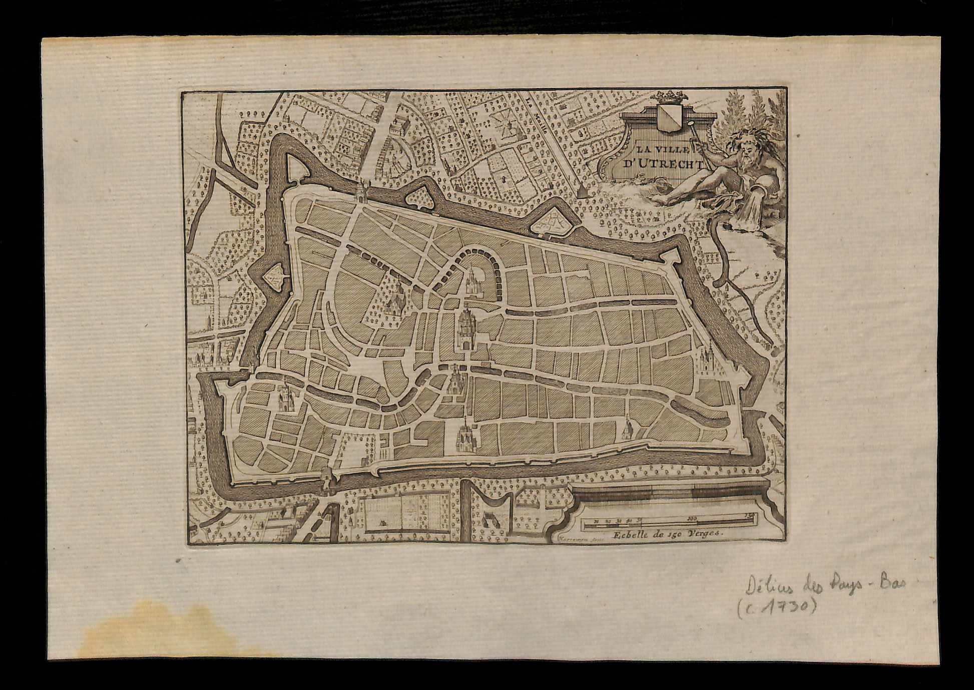 VIEW PLAN map OF THE CITY OF URECHT Original engraving from the Netherlands 1769 