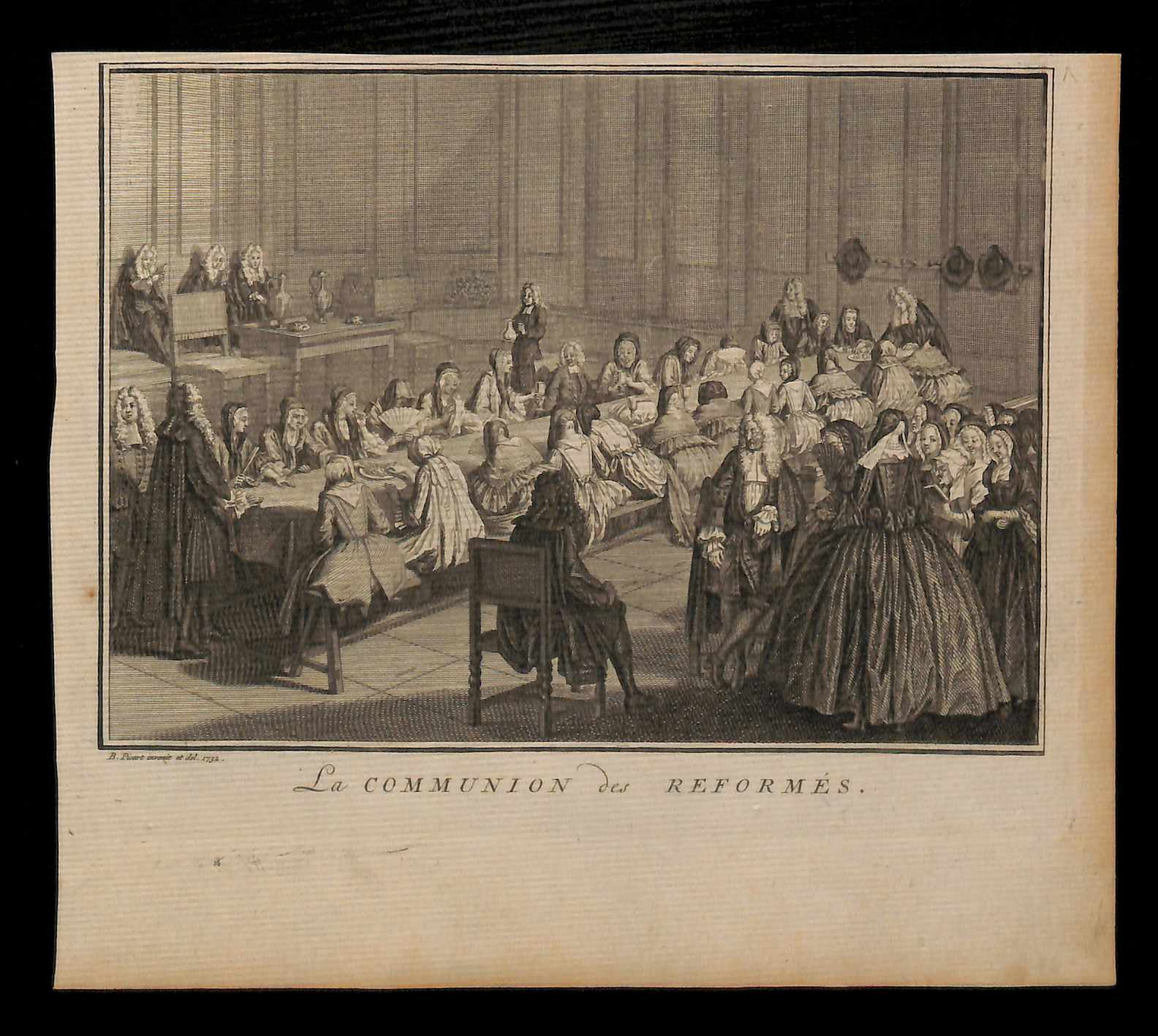 The communion of the Calvinist Protestant Reformed Original engraving of 1735 