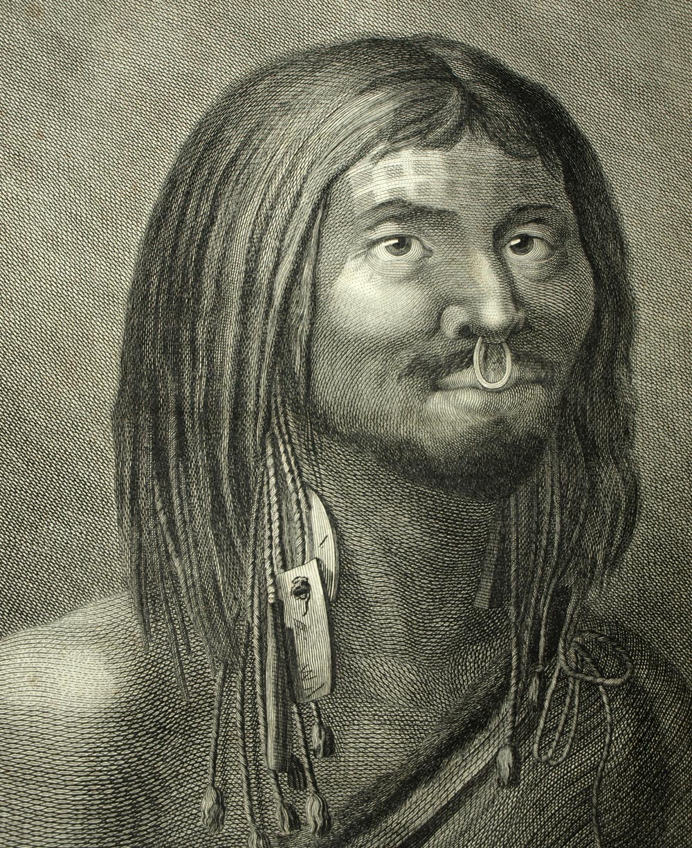 HOMME INDIEN DE NOOTKA ou YUQUOT A L'ILE VANCOUVER Gravure voyage de COOK 1774 