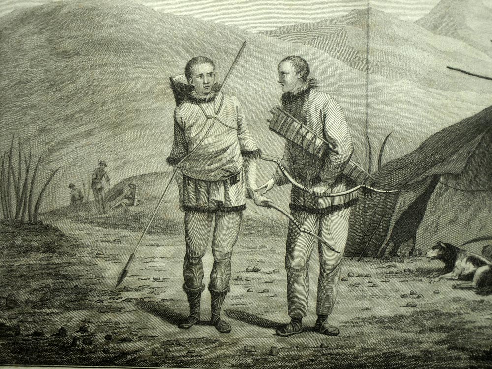 Tschutsky e i loro tchoukches di alloggi Incisione con James Cook 1777 