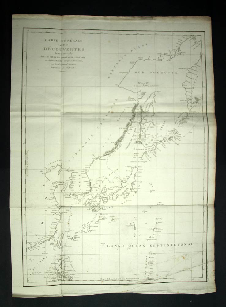 engraving voyage of Lapérouse 1797 GEOGRAPHICAL map KOREA JAPAN TAIWAN 