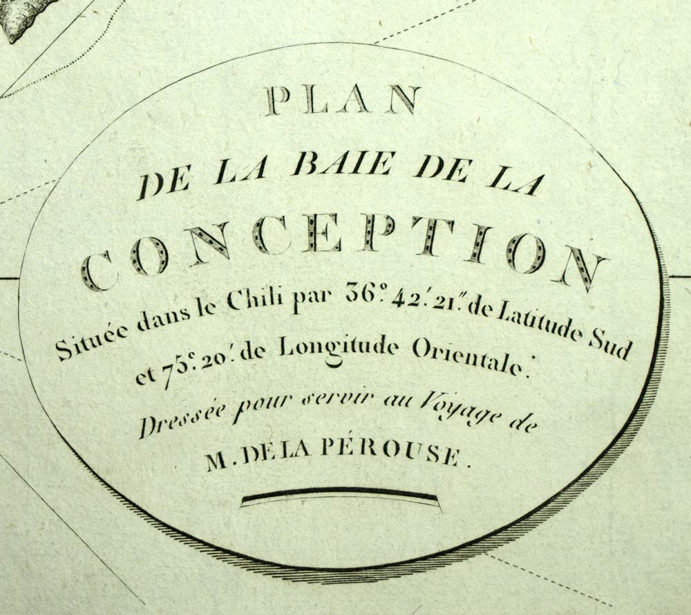 Gravure voyage de Lapérouse 1797 CARTE ANTIC MAP BAIE DE CONCEPCION AU CHILI Gravure voyage de Lapérouse 1797 CARTE ANTIC MAP BAIE DE CONCEPCION AU CHILI