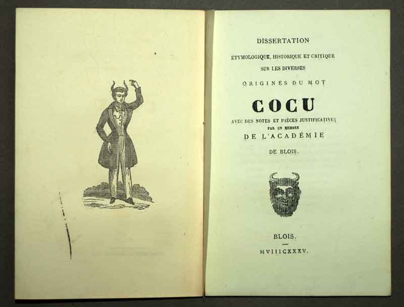 DIVERSES ORIGINES DU MOT COCU par De Petigny 1835 &eacute;dition originale tres rare 