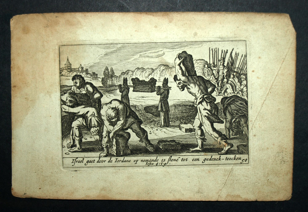 1700 Old Testament Bible engraving THE ARK OF THE COVENANT RETURNS TO CANAAN 