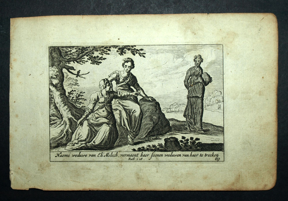 1700 Old Testament Bible engraving NAOMI or NOEMI THE TRIBUTE OF BENJAMINS 