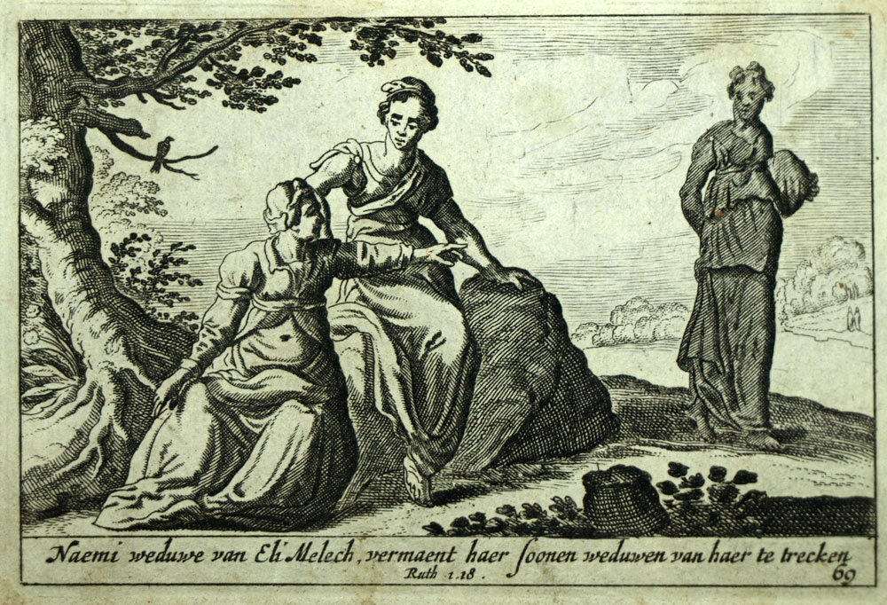 1700 Old Testament Bible engraving NAOMI or NOEMI THE TRIBUTE OF BENJAMINS 