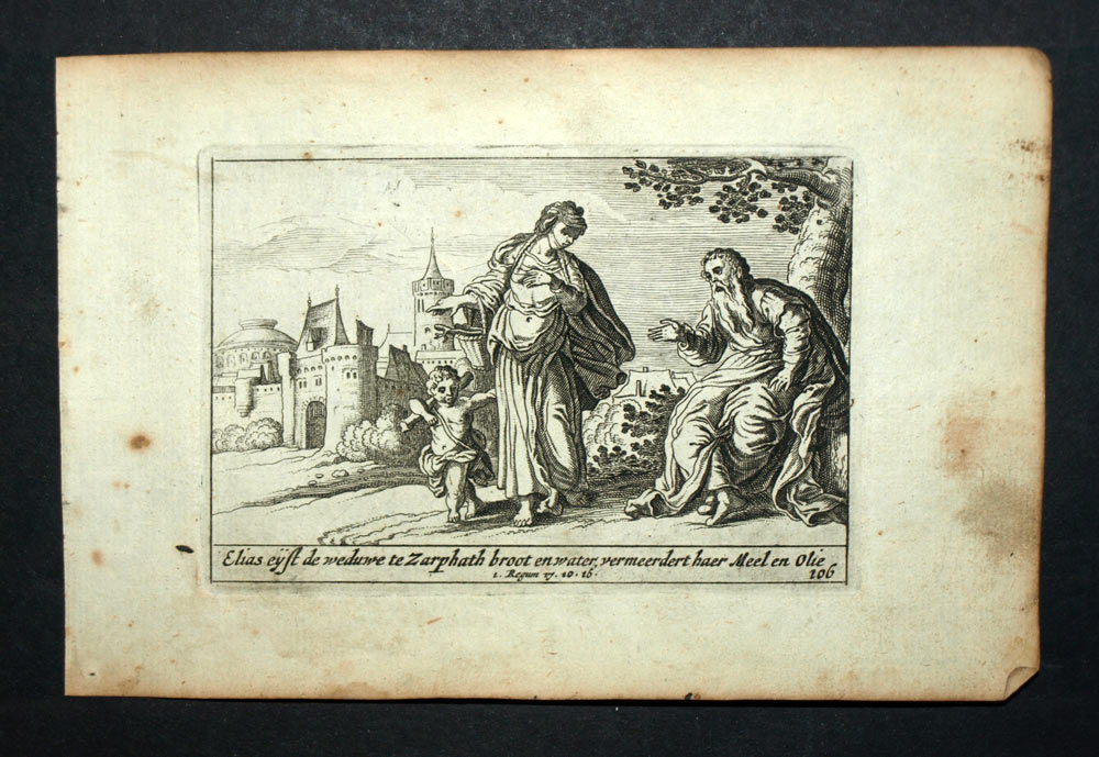 1700 Alttestamentliche Bibel Gravur ELIAS UND KÖNIG ACHAB VON ISRAEL. 1700 Alttestamentliche Bibel Gravur ELIAS UND KÖNIG ACHAB VON ISRAEL.