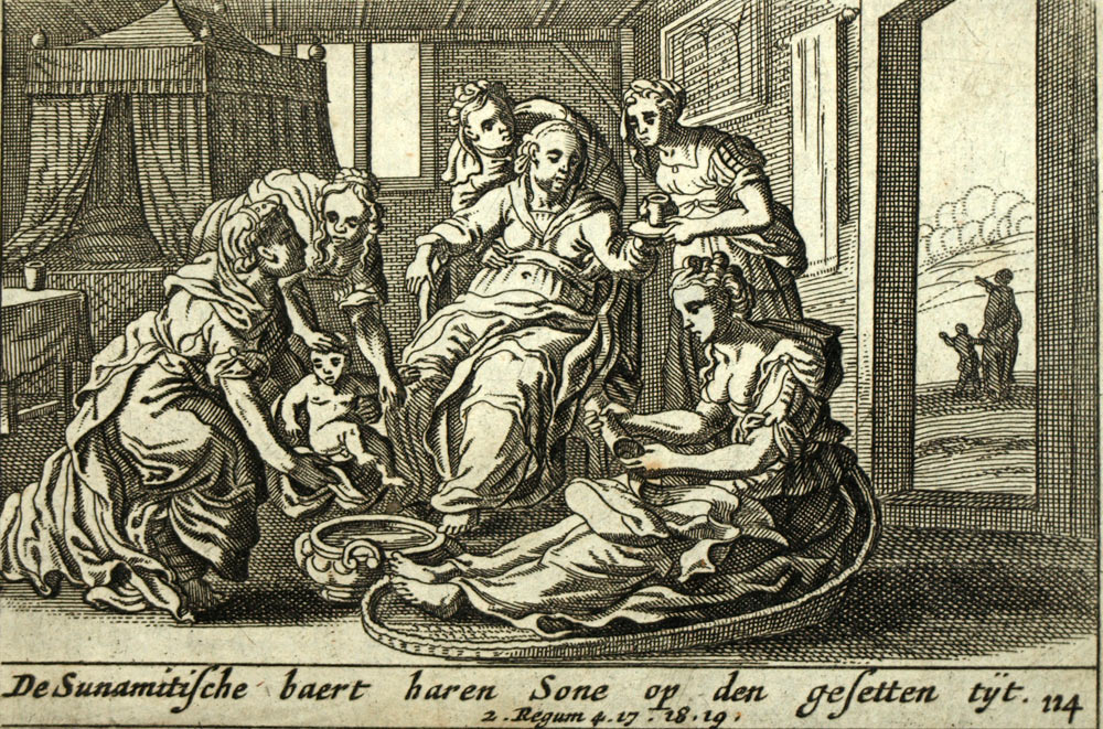 1700 Estampe engraving of the Old Bible Testament Le Prophet Elisée A Sunem 