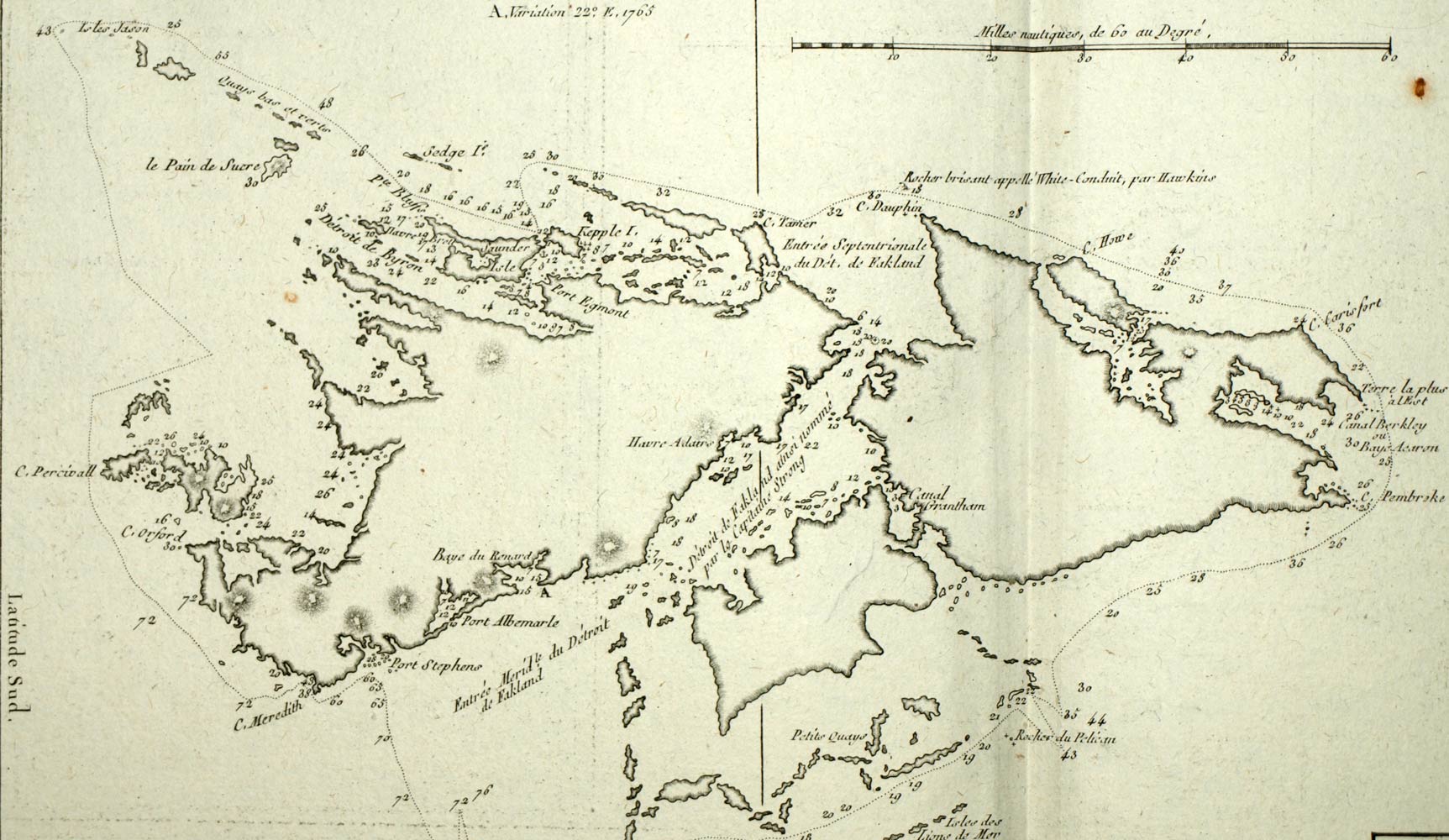 LES ILES FALKLAND ou MALOUINES, GEORGIE DU SUD carte plan g&eacute;ographique de 1787 