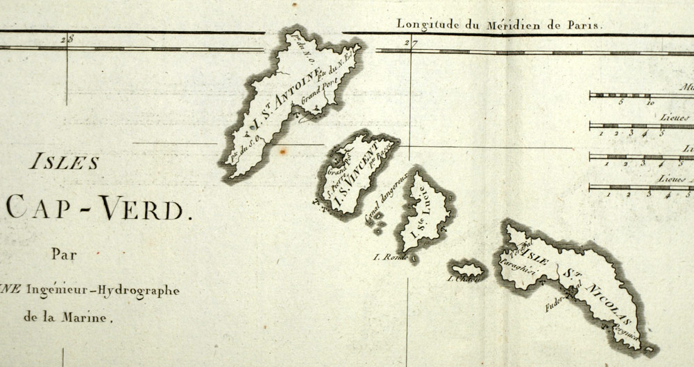 La Repubblica di Cap-Vert, Repubblica di Cabo Verde mappa geografico del 1787 La Repubblica di Cap-Vert, Repubblica di Cabo Verde mappa geografico del 1787