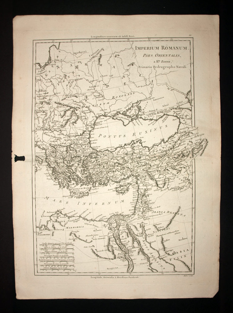 The Oriental Roman Empire geographic map of Bonne in 1787Antic Old Map 