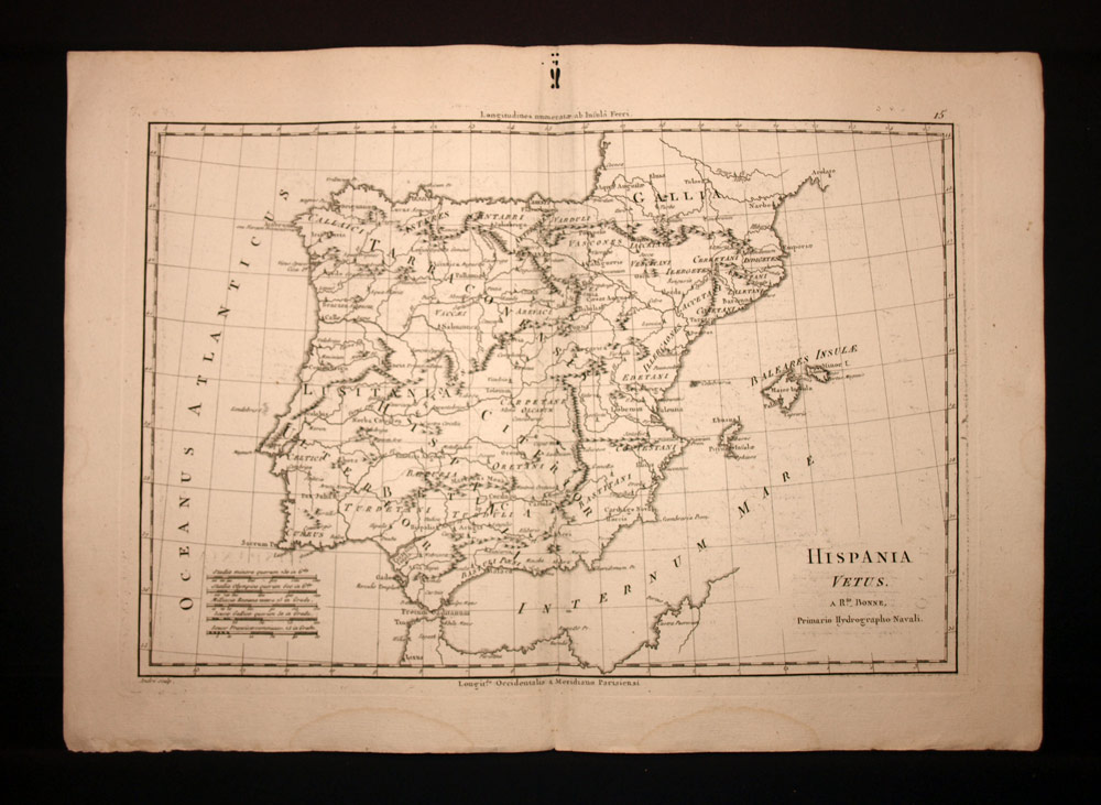 L'ESPAGNE LE PORTUGAL LES ILES BAL&Eacute;ARES carte g&eacute;ographique 1787 geographical map 