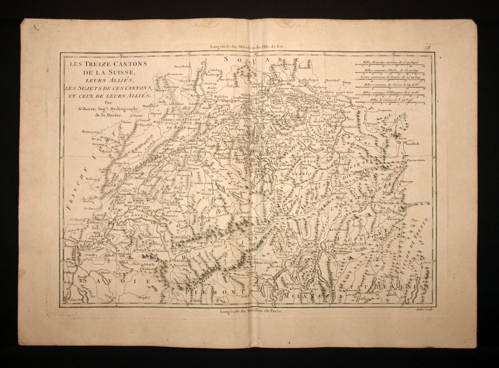 Svizzera e il suo piano geografico di Cantons mappavecchia dal 1787antic mappa Svizzera e il suo piano geografico di Cantons mappavecchia dal 1787antic mappa