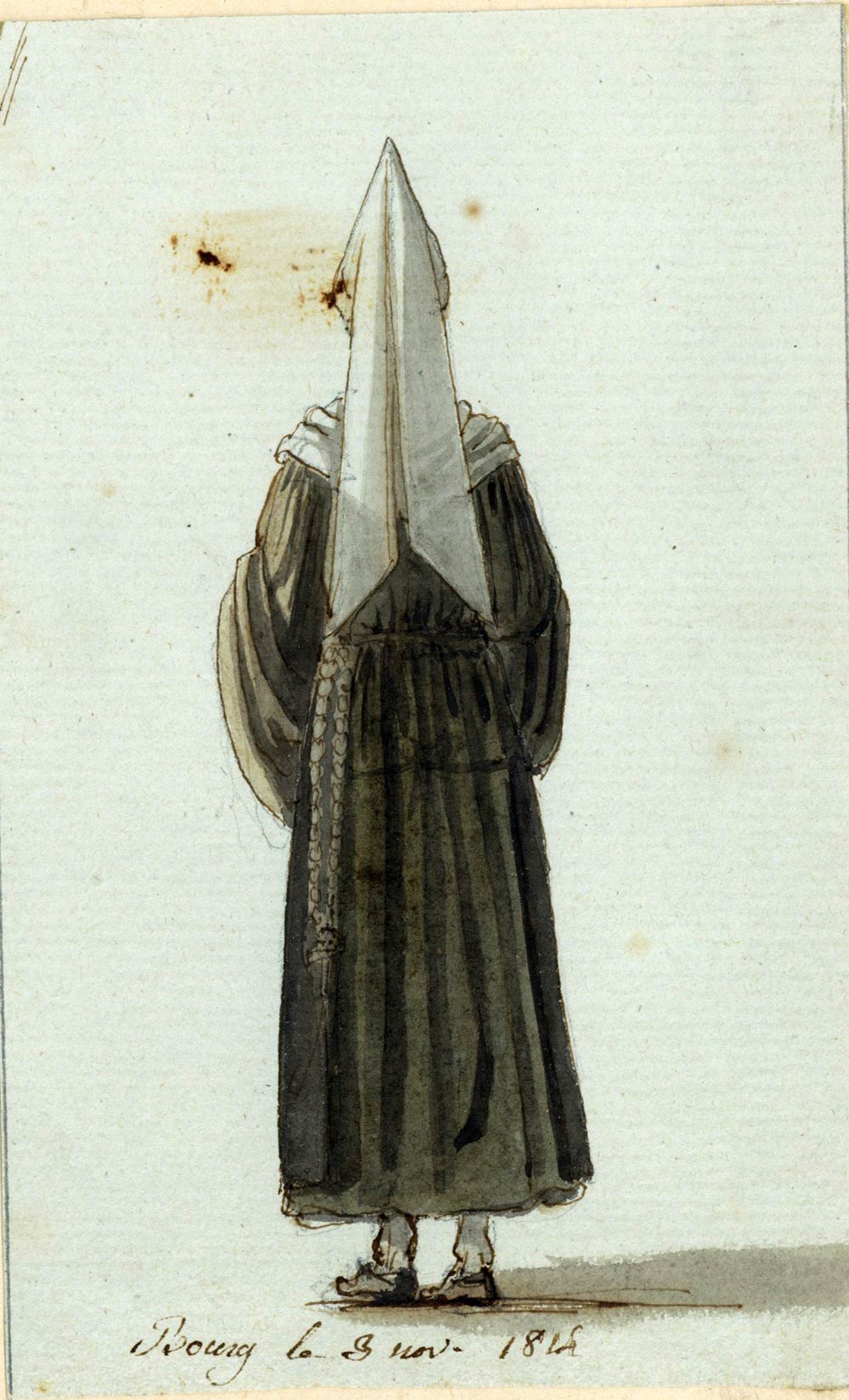 INK AND WATERCOLOR DRAWING on November 8, 1814, Woman of Bourg (?) 