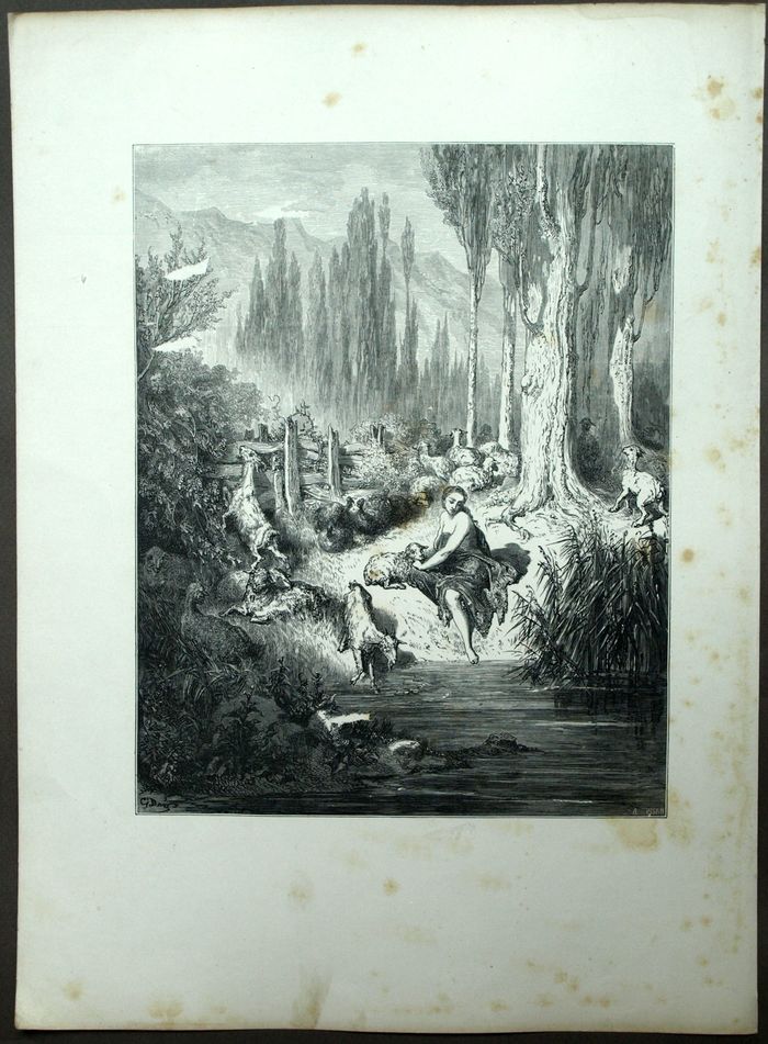 PEAU D&rsquo;&Acirc;NE conte de Perrault Gravure illustration originale de Gustave Dor&eacute; 1867 
