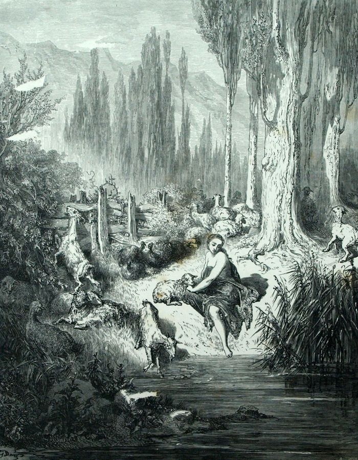 PEAU D&rsquo;&Acirc;NE conte de Perrault Gravure illustration originale de Gustave Dor&eacute; 1867 
