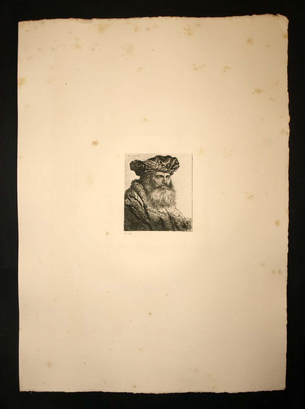 Old man has a large square beard engraving water-boring waterfrandt print of 1880 Old man has a large square beard engraving water-boring waterfrandt print of 1880
