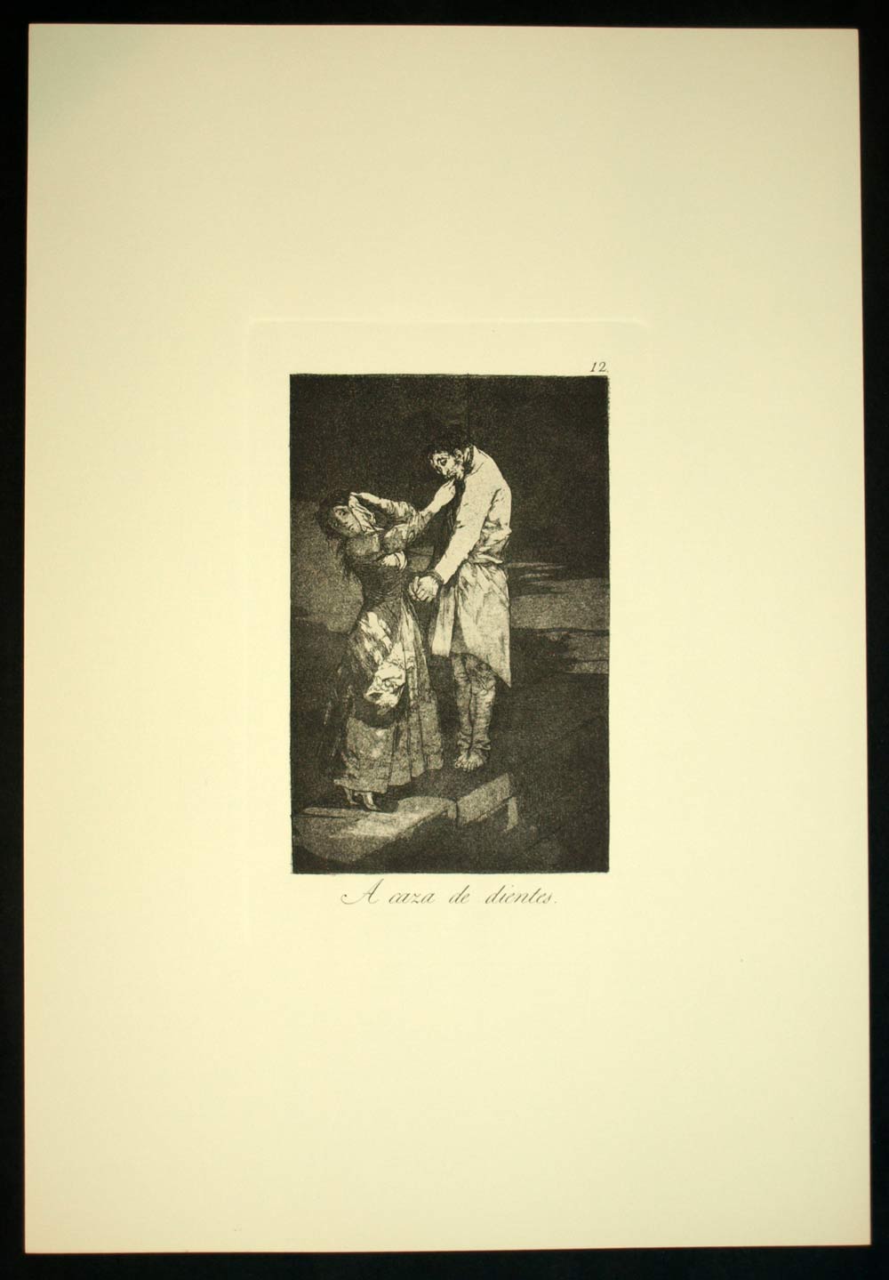 CAZA DE DIENTES, Francisco de Goya, eau forte gravure de los caprichos 