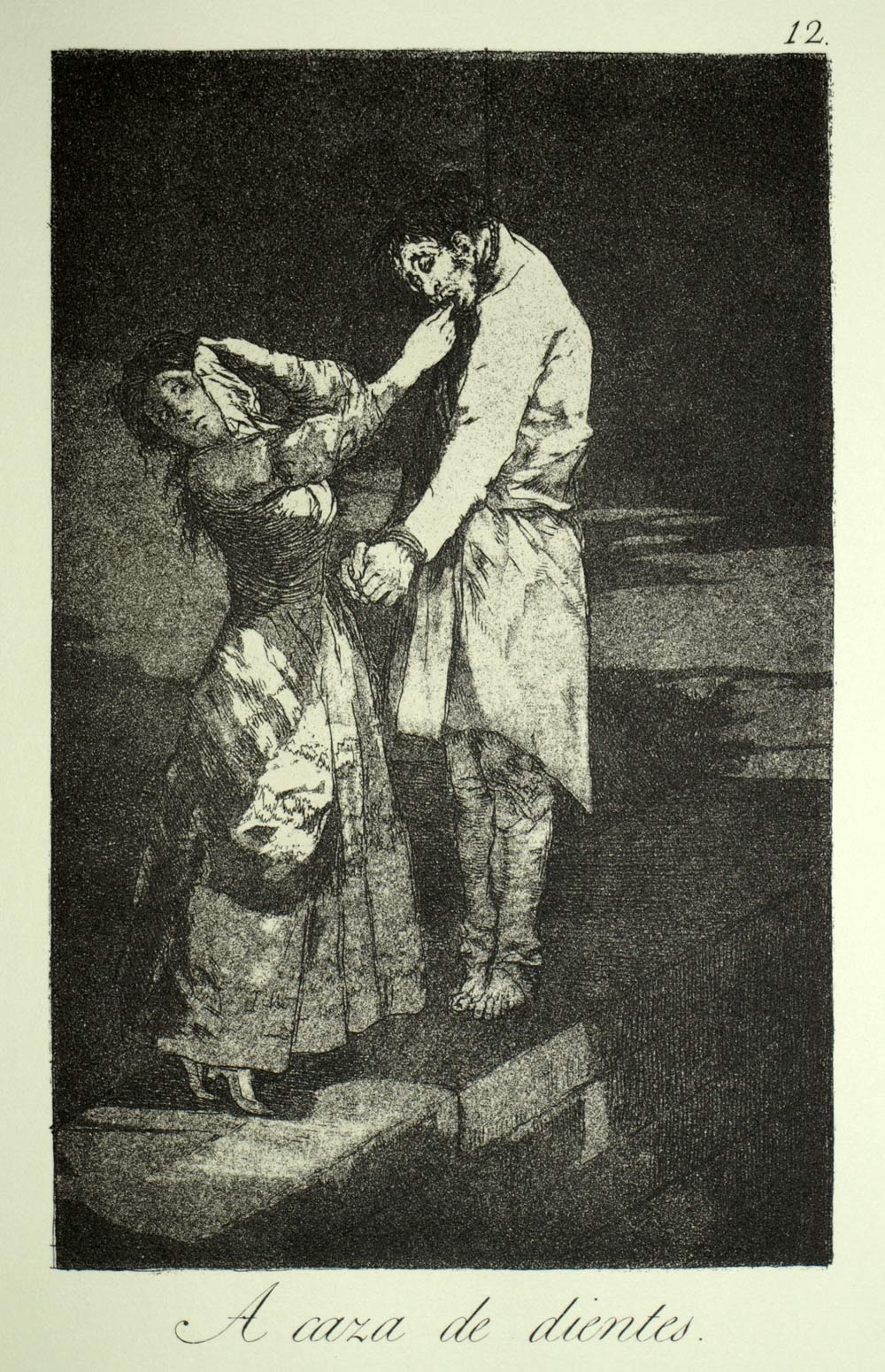 CAZA DE DIENTES, Francisco de Goya, eau forte gravure de los caprichos 