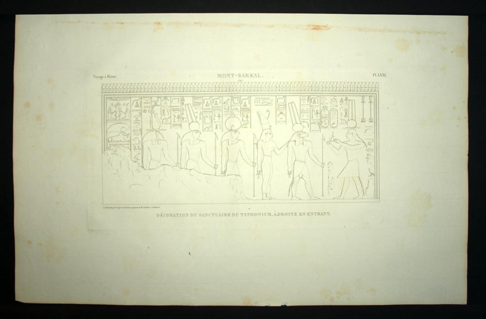 Bas relief of the temple of Amon from Napata to Gebel Barkal in Egypt Lithography. 