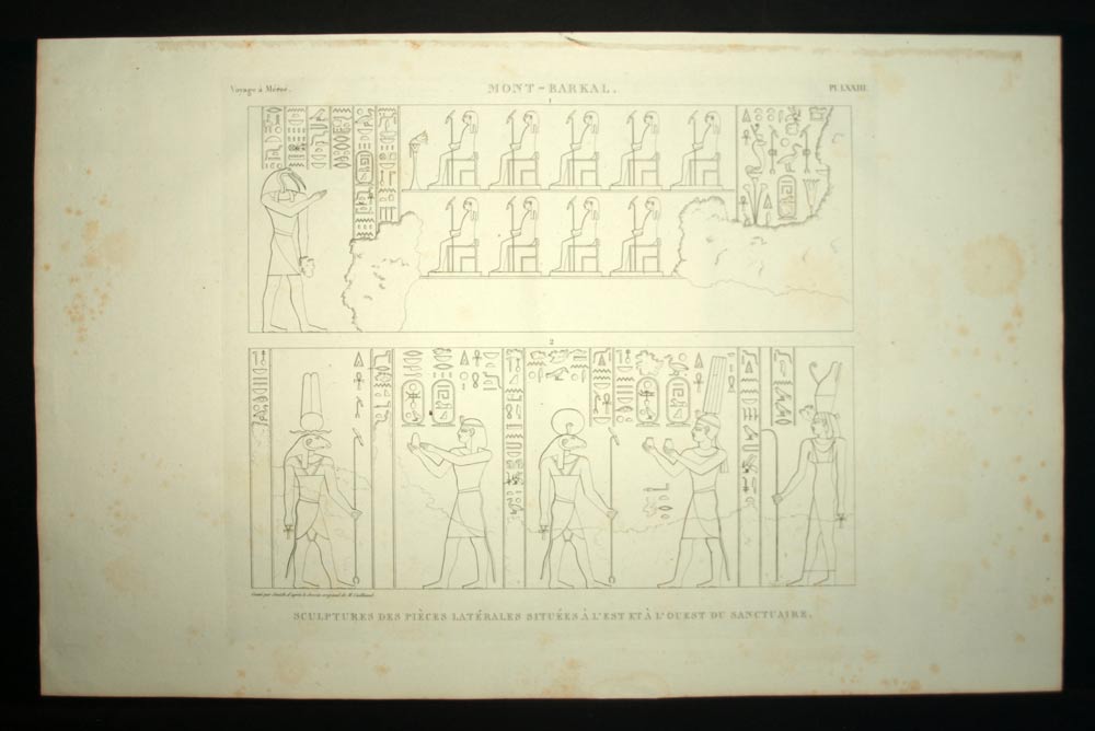 Bas relief of the temple of Amon from Napata to Gebel Barkal in Egypt Lithography. 