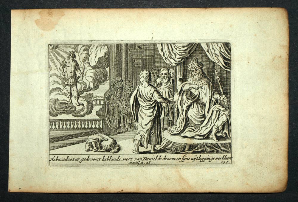 1700 Bible engraving Old Testament Nabuchodonosor and Prophet Daniel 1700 Bible engraving Old Testament Nabuchodonosor and Prophet Daniel