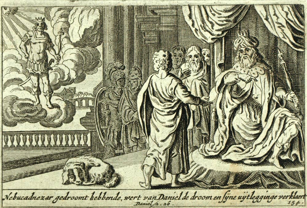1700 Bible engraving Old Testament Nabuchodonosor and Prophet Daniel 1700 Bible engraving Old Testament Nabuchodonosor and Prophet Daniel