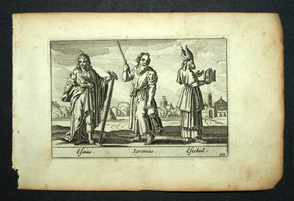 1700 Old engraving Testament The prophets Isaias, Jeremie and Ezekiel 