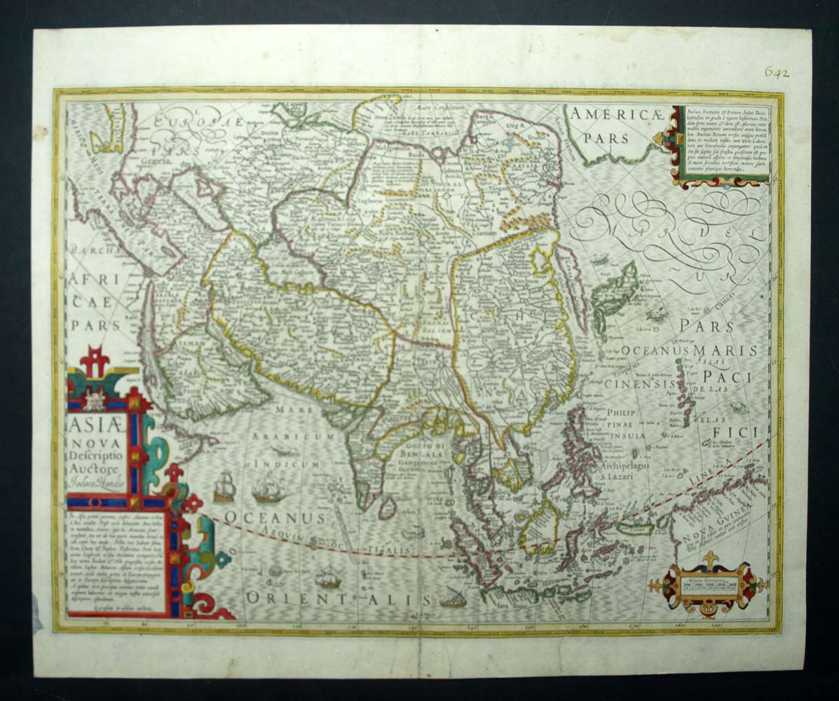 Carte g&eacute;ographique ASIE ASIA, NOVA DESCRIPTIO Par Mercator Hondius 1606 