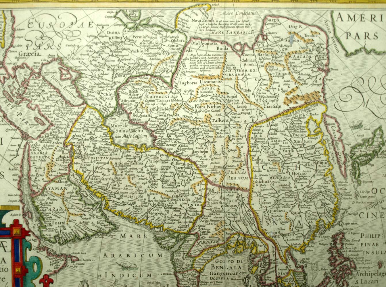 Carte g&eacute;ographique ASIE ASIA, NOVA DESCRIPTIO Par Mercator Hondius 1606 