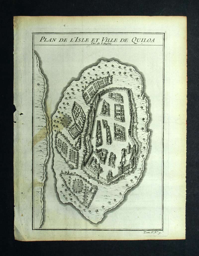 map geographic Of the Ile de Quiloa or Sultanate of Kilwa in Tanzania 1748 