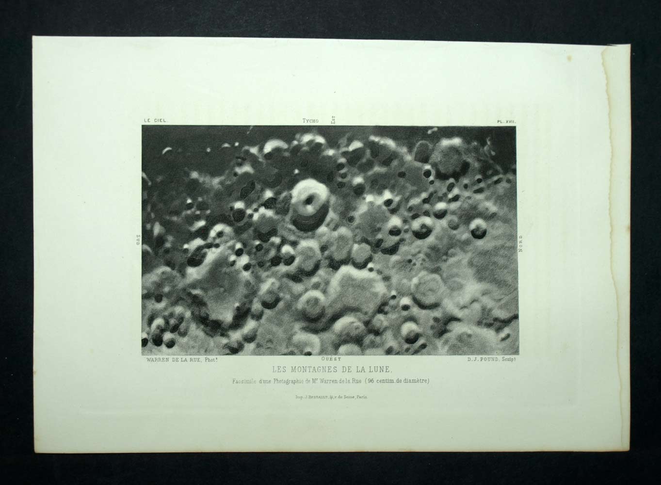 Heliogrammfoto der Oberfläche des Mondes, aufgenommen von einem Teleskop 1877 