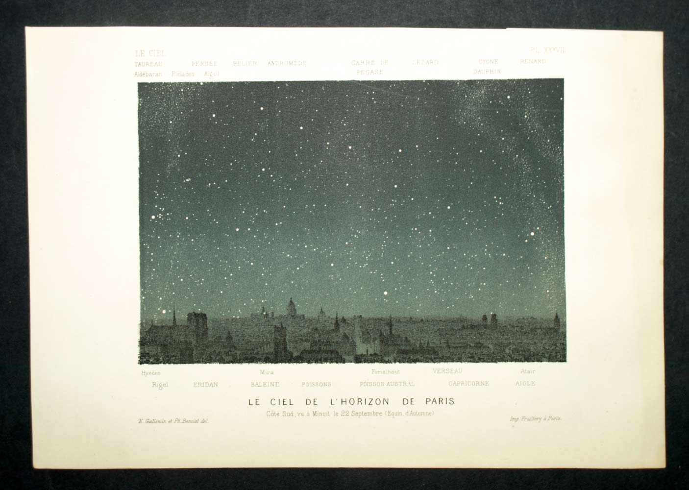 Litografia di The Star Night on Paris, sorteggio originale del 1877 