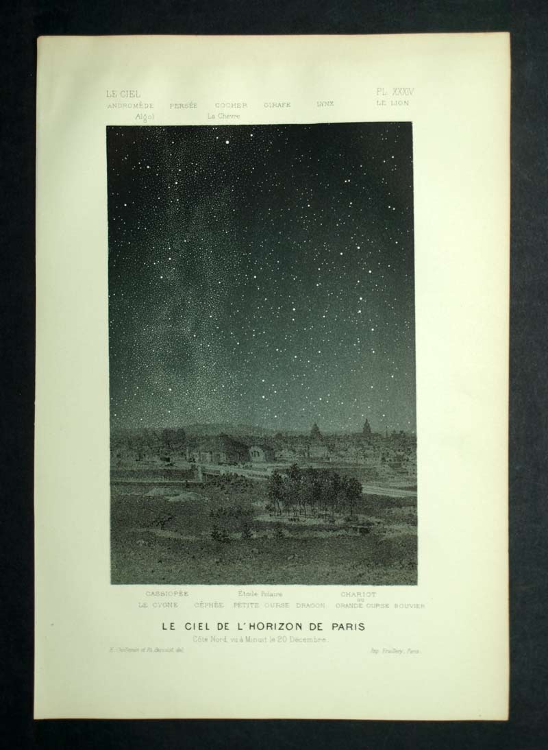 Litografía El cielo estrellado del Horizon París Draw de 1877 de 1877 
