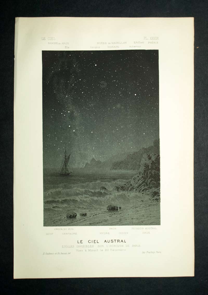 Litografía The Southern Star Sky by the Sea Original Draad de 1877 