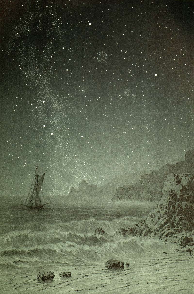 Litografía The Southern Star Sky by the Sea Original Draad de 1877 