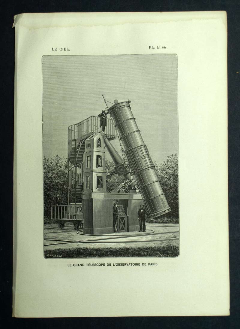 HèliograVure El gran telescopio del Observatorio París Draw 1877 