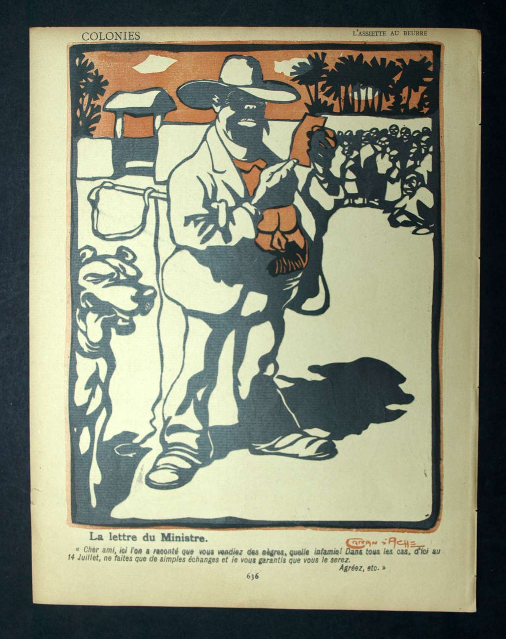 Trade of the Negroes Slavegism Original Lithography of Caran d'Ache 1902 
