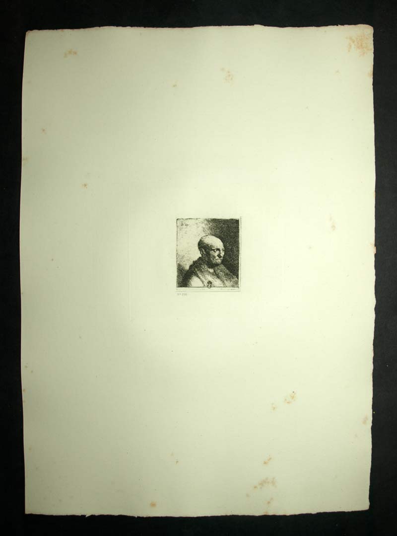 Head of an old man with a cap Water engraving of Rembrandt van Rijn 1880 