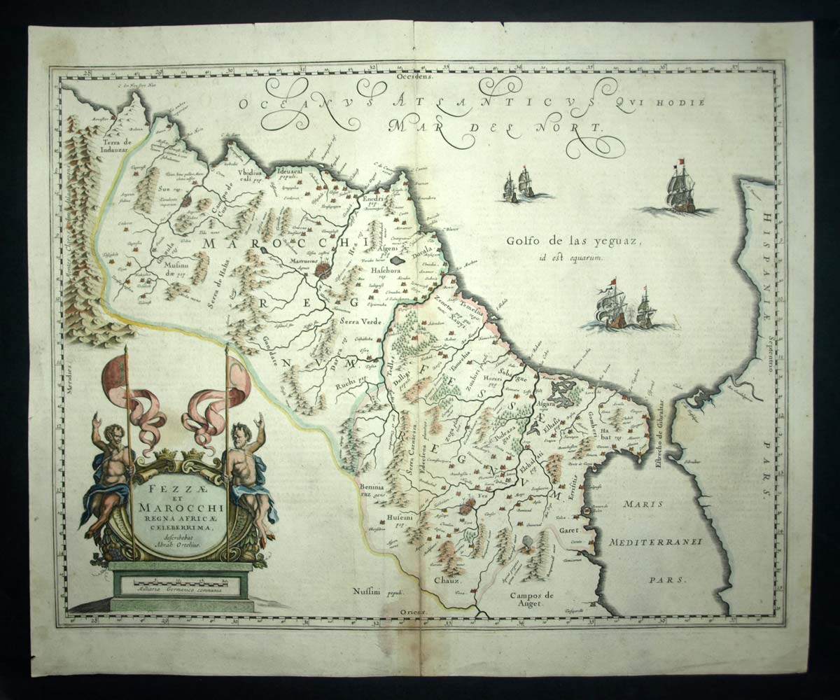 ROYAUME DU MAROC ET DE FES par Ortélius 1603 carte géographique ancienne map ROYAUME DU MAROC ET DE FES par Ortélius 1603 carte géographique ancienne map