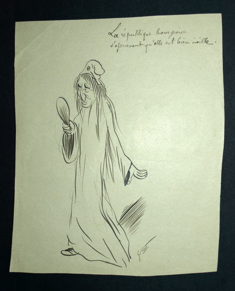 DESSIN ORIGINAL SIGNÉ GILLOT CARICATURE POLITIQUE LA RÉPUBLIQUE VIEILLE XIXe DESSIN ORIGINAL SIGNÉ GILLOT CARICATURE POLITIQUE LA RÉPUBLIQUE VIEILLE XIXe